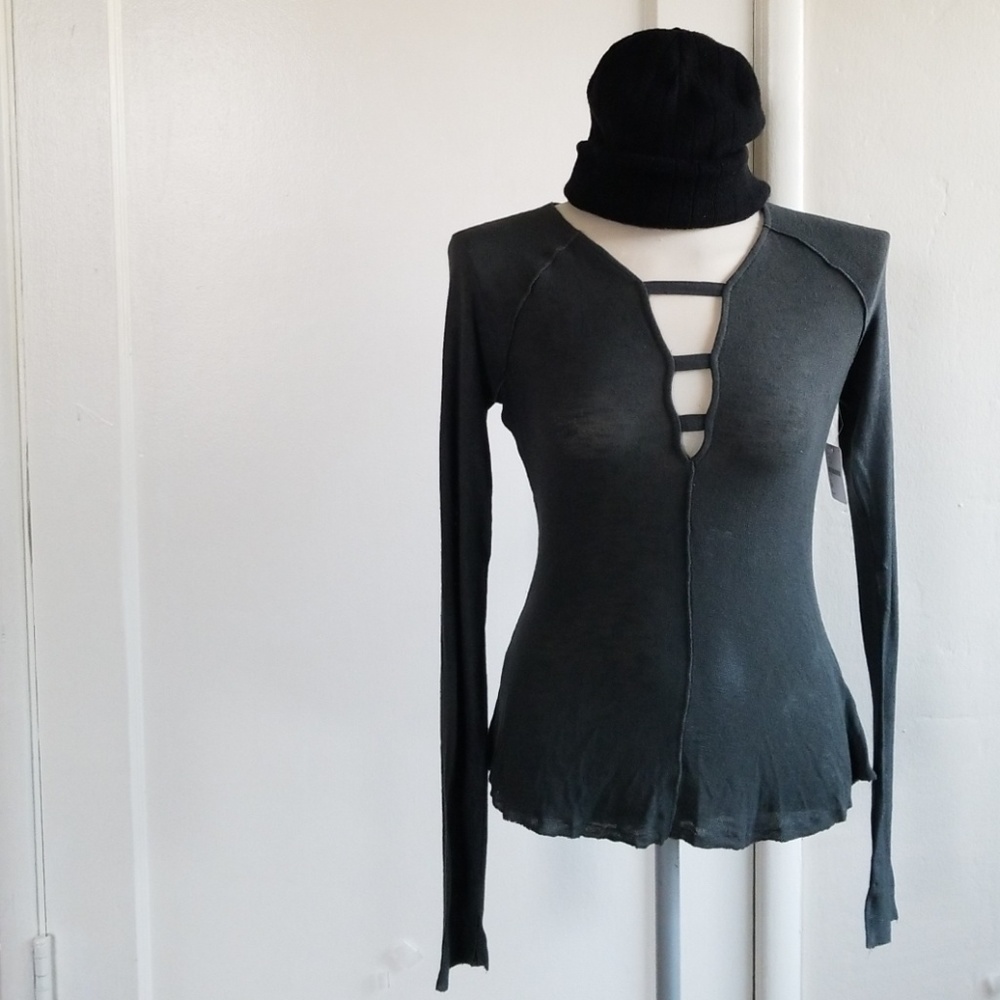 FREE PEOPLE Intimately grn fitted top